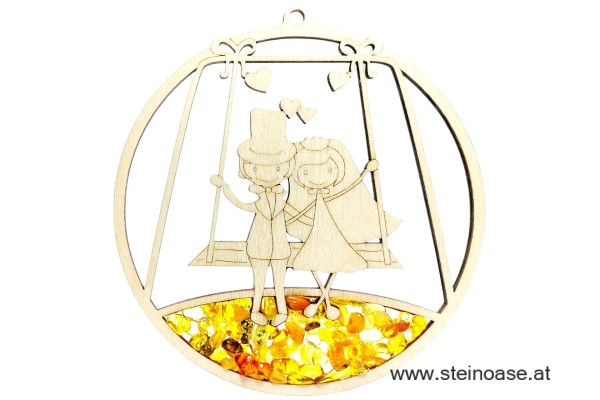 Fensterbild Suncatcher Bernstein - Hochzeit BRAUTPAAR Ø 11cm